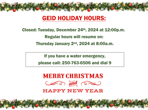 GEID Holiday Hours